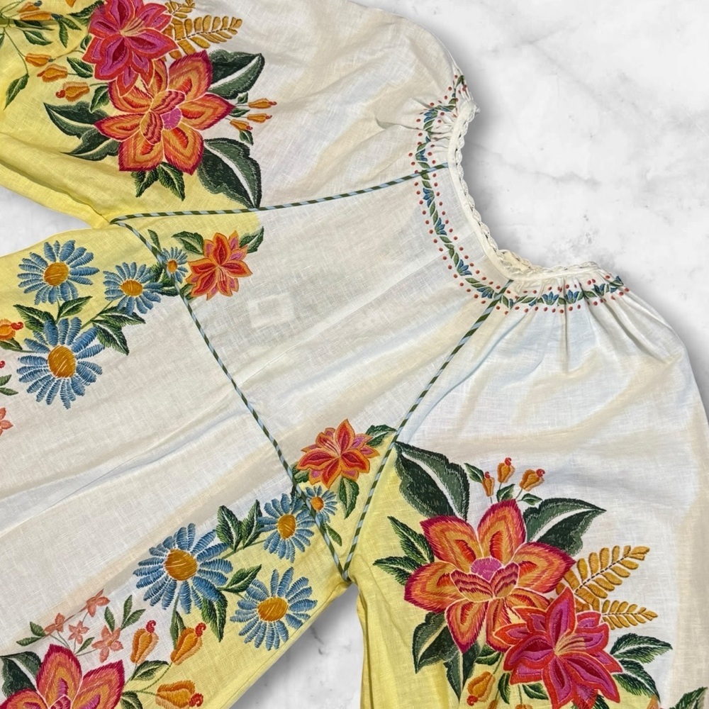 🌼 Farm Rio | Bloom Garden Floral Embroidered Maxi Dress | Multi | Size XS - Picture 8 of 16